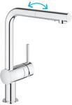 GROHE Minta, K&uuml;chenarmatur 2 Strahlarten (Wasserhahn K&uuml;che mit ausziehbarer