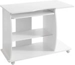 FineBuy Computertisch GRASSE rollbar Wei&szlig; 90 x 71 x 50 cm mit Tastaturauszug, Laptop