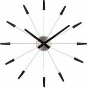 techno line gro&szlig;e NeXtime Wanduhr 2610ZW Plug Inn, lautlos, schwarz, aus Edelstahl,