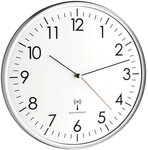TFA Dostmann Analoge Wanduhr Funk, hohe Genauigkeit, Funkuhr, wei&szlig;/Silber, 60.3514,