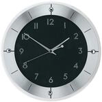 AMS 5849 Wanduhr Funk Modern Metall mit Schwarzem Zifferblatt und Facettiertem