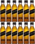 12 mignon JOHNNIE WALKER BLACK Label Whishy 5 cl.