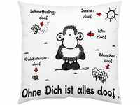 Sheepworld Kissen Ohne Dich ist Alles doof | Zierkissen, Baumwolle, 40 cm x 40...