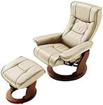 Robas Lund, Sessel, Relaxsessel, Hamilton mit Hocker, Leder/creme, 83 x 85-110 x 105