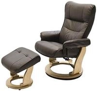 Robas Lund Sessel Relaxsessel mit Hocker Leder, TV Sessel Belastbarkeit bis 130 Kg,