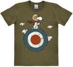 Logoshirt&reg; Peanuts Snoopy Pilot Target T-Shirt Damen & Herren Oliv-gr&uuml;n M