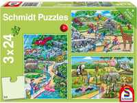 Schmidt Spiele 56218 Ein Tag im Zoo, 3x24 Teile Kinderpuzzle
