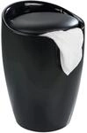 WENKO Badhocker Mod. Candy Schwarz, Hocker mit Stauraum f&uuml;r das Badezimmer und