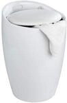 WENKO Badhocker Mod. Candy Wei&szlig;, Hocker mit Stauraum f&uuml;r das Badezimmer und
