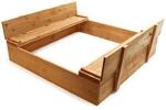 Sandkasten mit Deckel 2 Sitzb&auml;nke 98 x 98 x 18 cm, Sandkiste aus Holz mit...