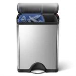 Simplehuman CW1830 46 Liter, rechteckiger Recycler, M&uuml;lltrennsystem 2 Fach,