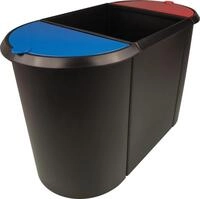 helit H6103597 - Papierkorb &bdquo;the triple, oval, umlaufender Griffrand, schwarz / rot