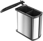 Hailo Abfallsammler 3416101 | Schwenkbarer Einbau-M&uuml;lleimer Duo 16 L | Poliertes