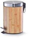 Zeller 18561 Treteimer, 3 Liter, Bamboodekor, Metall &oslash;17 x 26 cm
