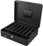 HMF 108-02 Geldkassette Euro-M&uuml;nzz&auml;hlbrett 30 x 24 x 9 cm, schwarz