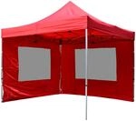 Nexos Profi Faltpavillon 3x3 m mit 2 Seitenteilen &ndash; Farbe: Rot