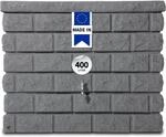GARANTIA Rocky Regentonne 400 Liter Dark Granite - Wandtank, Regenfass, Wassertank,