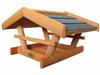 HABAU Vogelhaus Zwergdrossel mit Ständer - Futterhaus aus Holz für Außen