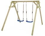WICKEY Kinderschaukel Schaukelgestell Smart Move - Schaukel blau & Gestell Holz,