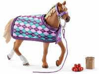 Schleich - Englische Pur-Sang-Figur mit Decke Horse Club, 42360, Mehrfarbig