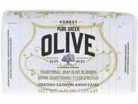 KORRES Olive Blossom Körperseife, festes Seifenstück mit extra nativem Olivenöl,