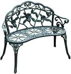 Outsunny Gartenbank 2-Sitzer aus Metall, Sitzbank im Retro Stil, Parkbank mit