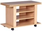 FineBuy TV Bank 75x38x51 cm Buche mit Drehteller, Fernsehtisch auf Rollen