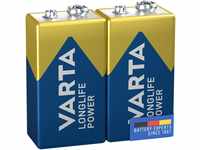 VARTA Batterien 9V Blockbatterie, 2 Stück, Longlife Power, Alkaline, für