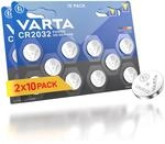 VARTA Batterien Knopfzelle CR2032, 20 St&uuml;ck, Power on Demand, Lithium, 3 V 