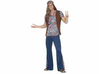 Orion the Hippie Costume, Blue, with Top, Trousers, Headscarf & Medallion, (M)