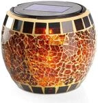 esotec Solar Mosaikleuchte Brillant, Echtglas, mehrfarbiges Mosaik, LED Tischleuchte