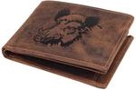 Greenburry Vintage Lederb&ouml;rse Leder Portemonnaie mit Wildschwein Motiv braun