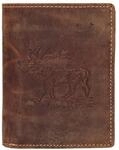 Greenburry Vintage Geldb&ouml;rse Leder Portmonee mit Hirsch Motiv braun | Hochformat