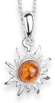 InCollections Damen-Halskette Sonne 925 Sterling Silber 1 Bernstein gelb 42 cm