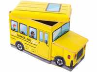 Bieco Aufbewahrungsbox mit Deckel Kinder Schulbus, faltbar, Sitzhocker mit