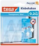 tesa Klebehaken f&uuml;r transparente Oberfl&auml;chen und Glas (0,2 kg) - Durchsichtige,