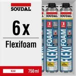 6 x Soudal Flexifoam Gun, 750ml, Pistolenaufsatz - Hochwertiger, sehr elastischer