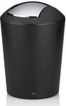 kela Schwingdeckeleimer schwarz, Kosmetikeimer 5l mit Schwingdeckel, Kunststoff,