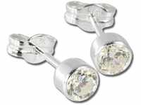 SilberDream Ohrringe 5mm für Damen 925 Silber Ohrstecker Zirkonia weiß SDO503W