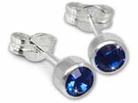 SilberDream Ohrringe 5mm für Damen 925 Silber Ohrstecker Zirkonia blau SDO503B