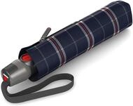 Knirps T.200 Taschenschirm Duomatic CHECK Navy - inkl. Futteral im Schirmdesign -