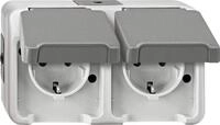 Schneider Electric Merten Schuko-Steckdose mit Klappdeckel, 2-fach,
