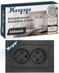 Kopp ATHENIS 2-fach Schutzkontaktsteckdose in Anthrazit - Unterputz-Steckdose f&uuml;r