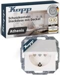 Kopp ATHENIS Schutzkontaktsteckdose mit Deckel - Rein-Wei&szlig; - 1-fach Einbausteckdose