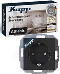 Kopp ATHENIS Schutzkontaktsteckdose in Anthrazit - Sichere 1-fach Einbausteckdose mit