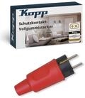 Kopp Schutzkontakt-Vollgummistecker in rot - Bruchfester IP44-Stecker aus Vollgummi