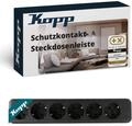 Kopp 6-Fach Schutzkontakt-Steckdosenleiste in Schwarz - Wiederanschlie&szlig;bar ohne