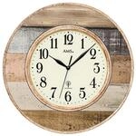 AMS 5975 Wanduhr Rund Design Kunststoff mit Holzdekor Funkwerk 35 cm
