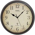AMS 5962 Wanduhr Rund Metall Beige Zifferblatt Arabische Ziffern Funkuhr 32 cm