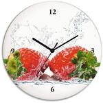 ARTLAND Wanddeko Wanduhr ohne Tickger&auml;usche Glas Quarzuhr &Oslash; 30 cm Rund Lautlos Obst